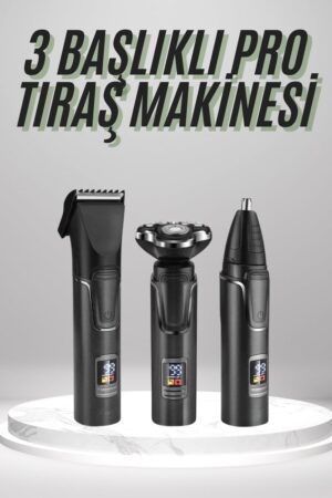 Dijital Göstergeli 3 Başlıklı Tıraş Makinesi Islak Kuru Lazer Öncesi Günlük