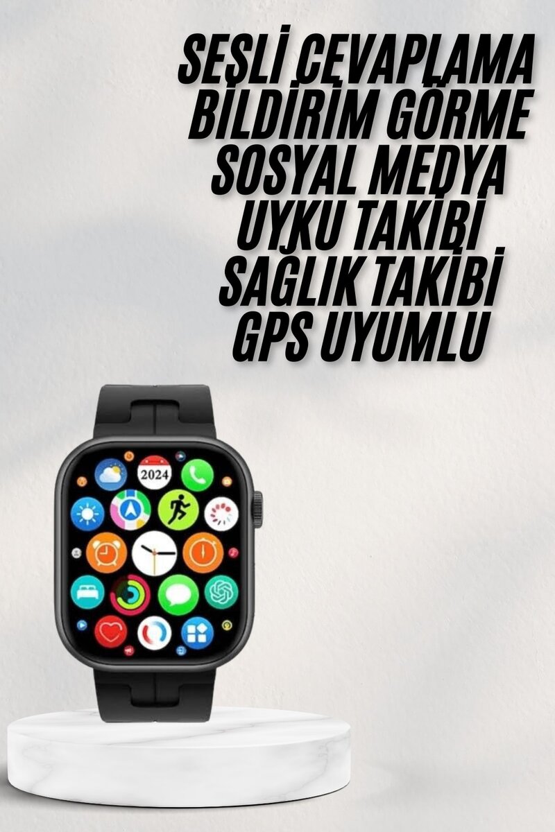 Akıllı Saat Android ve İOS Uyumlu Plastik Kordon Yeni Nesil - Görsel 2
