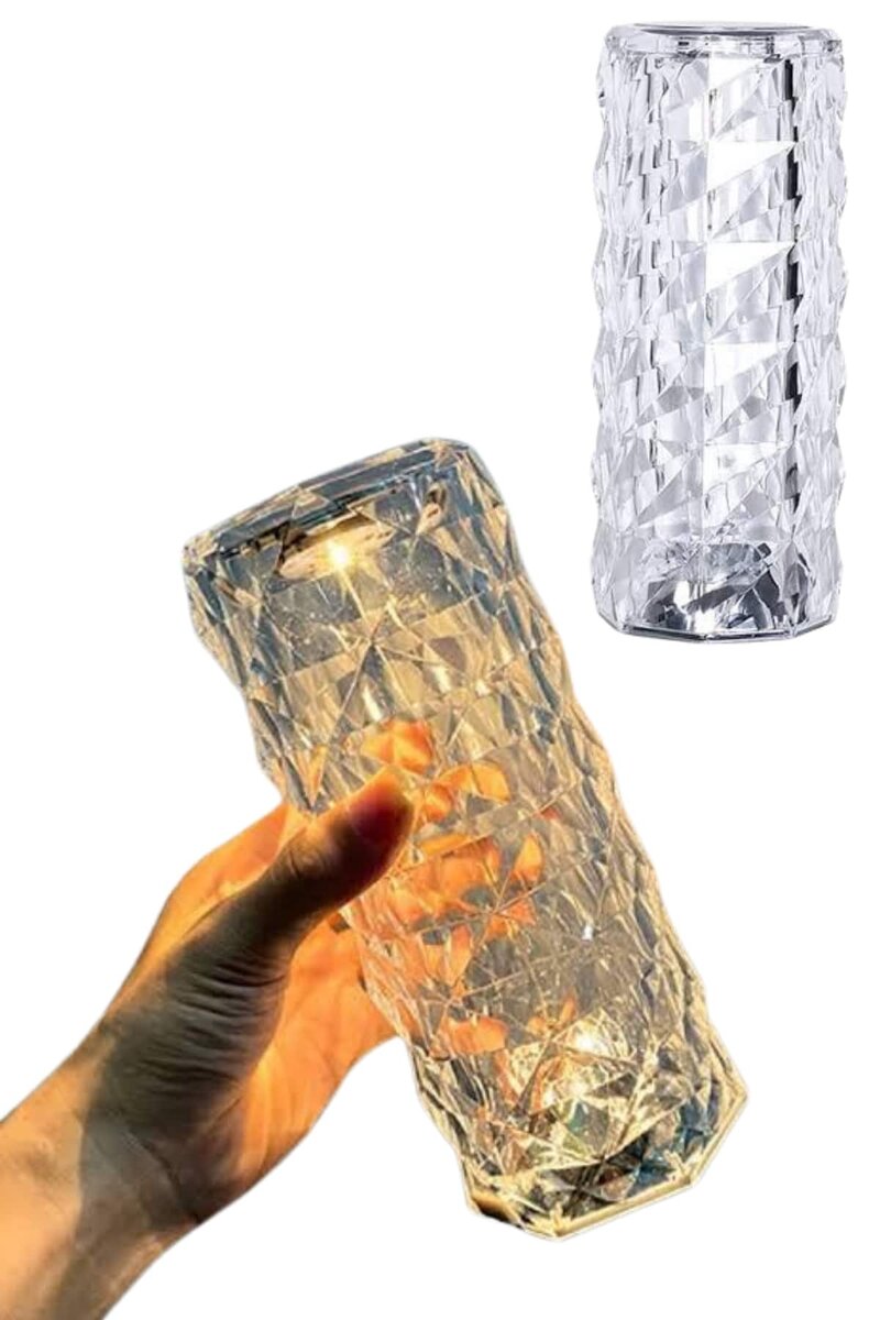 Kristal Lamba Masa Lambası Şarjlı Masa Lambası Dokunmatik Sensör Usb Şarjlı - Görsel 2