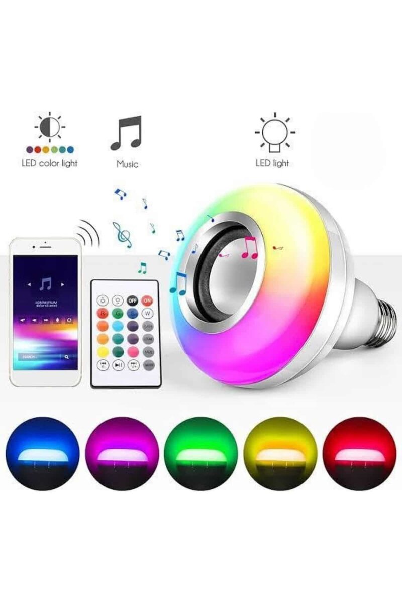 Bluetooth Hoparlör Akıllı Rgb Led Işık Renk Değiştirme Ses Bombası Ampül Görünümlü - Görsel 2