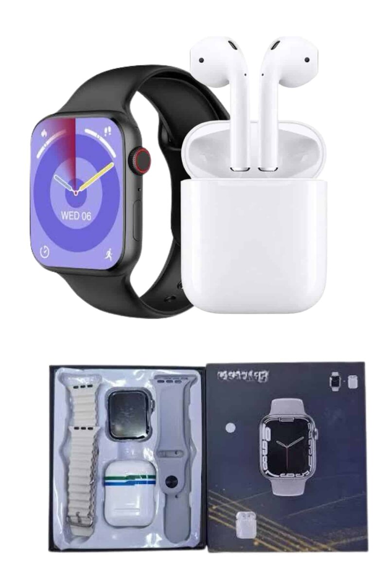 Akıllı Saat Gümüş Kasa Bluetooth Kulaklık Hediyeli Çok Fonksiyonlu İkili Set - Görsel 5