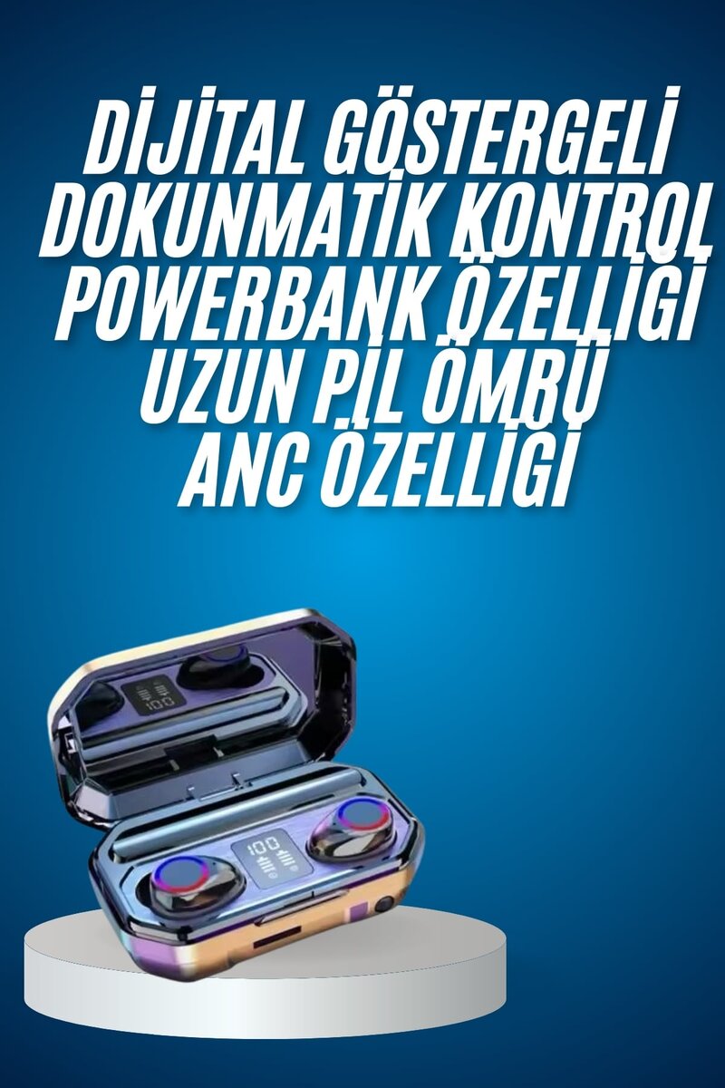 Yeni Nesil Bluetooth Kulaklık Uzun Pil Ömrü El Fenerli Dijital Şarj Göstergeli - Görsel 2