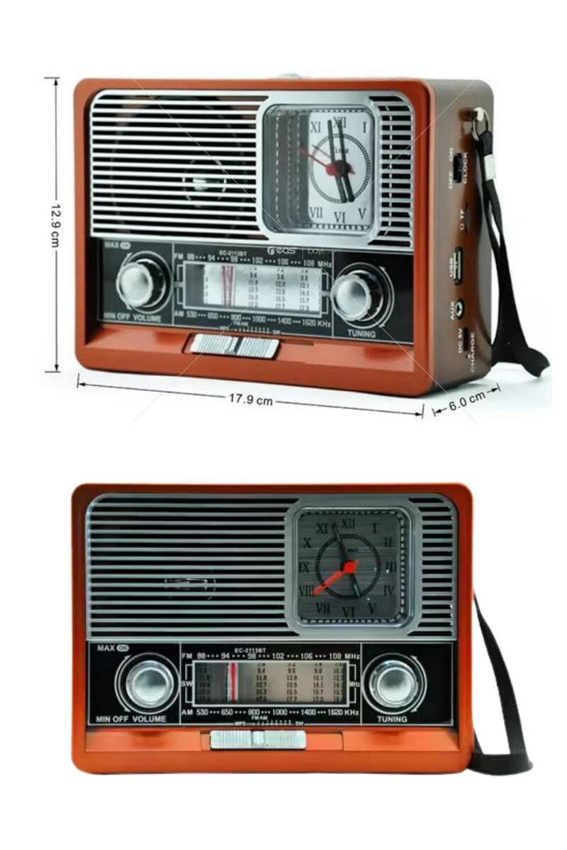 Nostaljik Vintage Radyo Taşınabilir Bluetooth Bağlantılı Hoparlör Radyo - Görsel 3