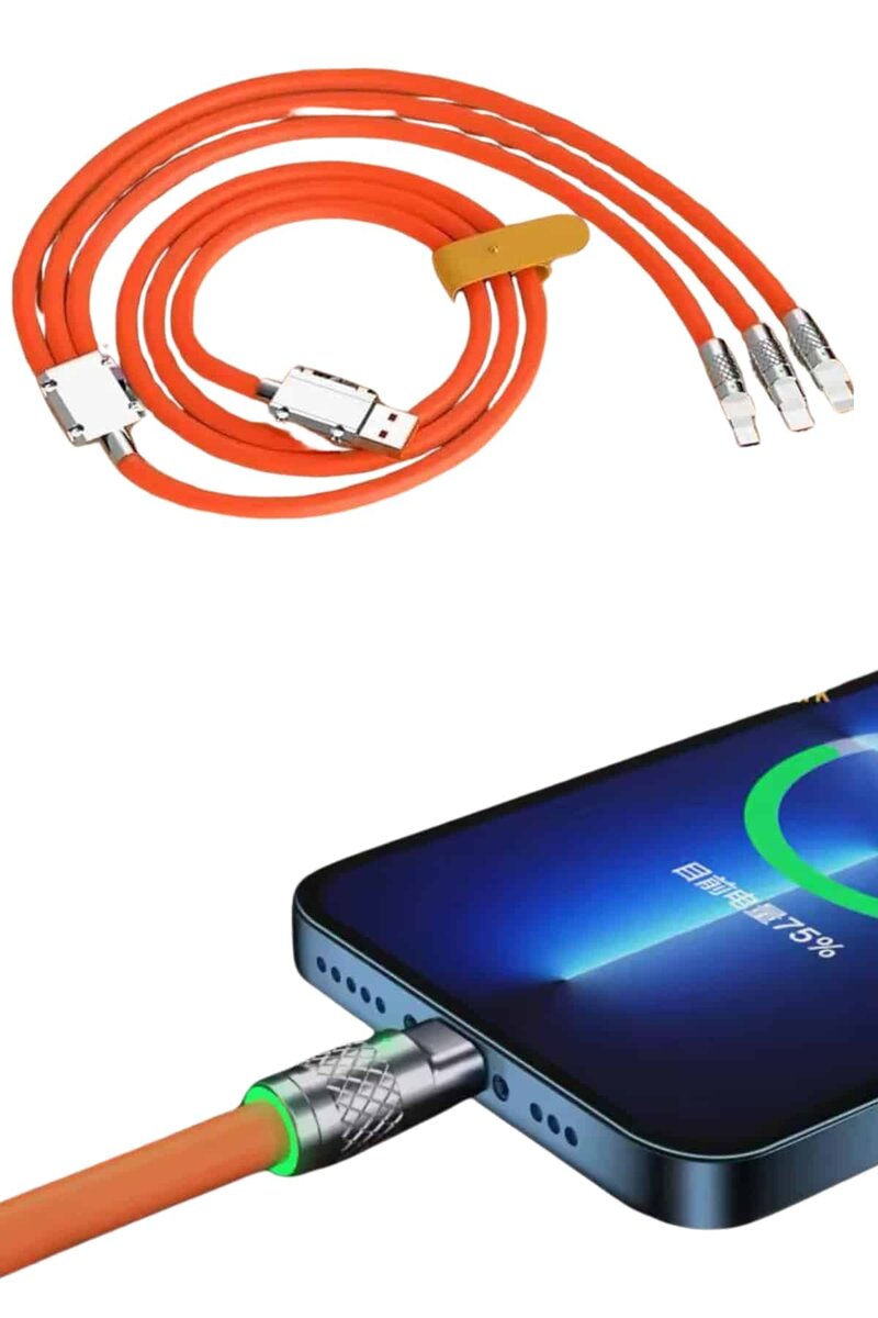 Çoklu Şarj Kablosu USB Type-C İOS Uyumlu 120W Hızlı Şarj Kablosu - Görsel 4