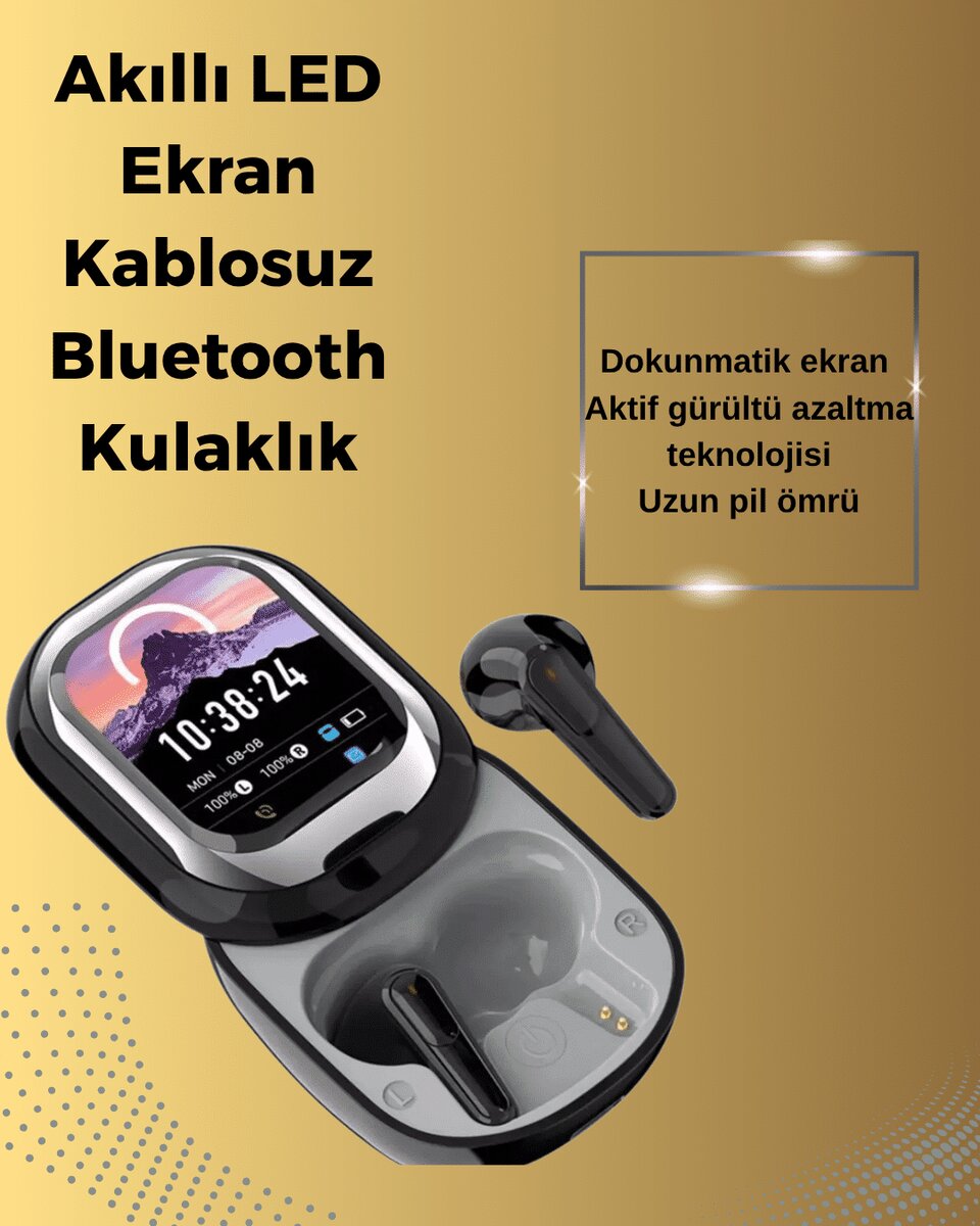 Şık Akıllı ve Güçlü: LED Ekranlı Kablosuz Kulaklık Seti