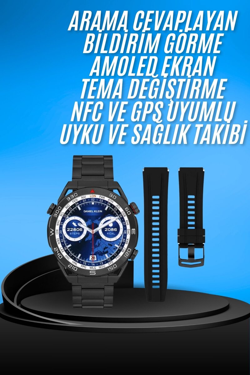 Akıllı Saat Çelik Kordonlu Amoled Ekran Android ve İOS Uyumlu Çağrı Cevaplayabilen - Görsel 2