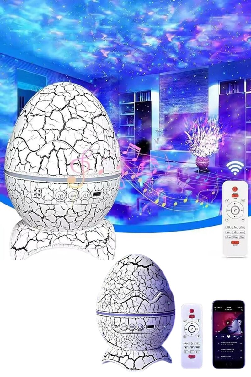 Bluetooth Hoparlör Dinozor Yumurtası Gece Masa Lambası Projektör - Görsel 2