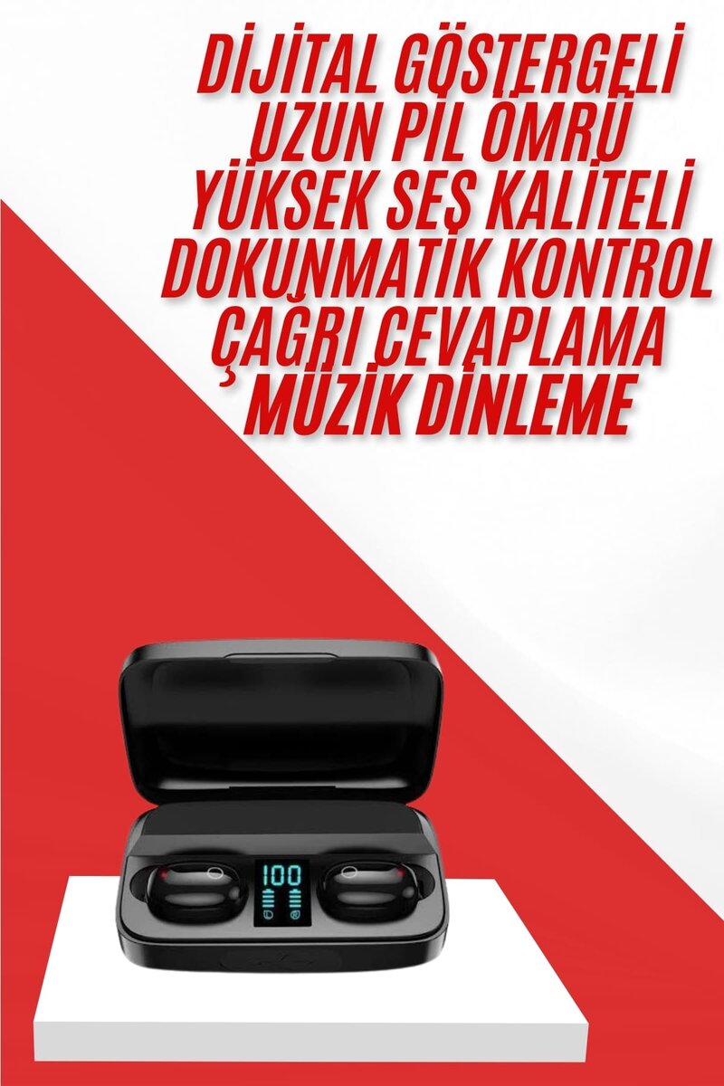Kablosuz Bluetooth Kulaklık Android ve İOS Uyumlu Led Göstergeli Powerbankli - Görsel 2