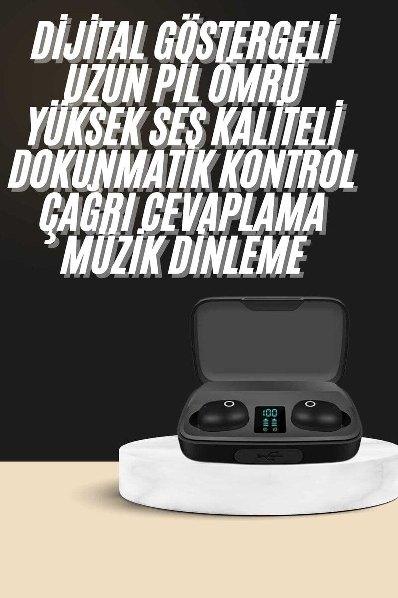 Kablosuz Dijital Göstergeli Çağrı Cevaplayabilen TWS 5.0 Bluetooth Kulaklık - Görsel 2