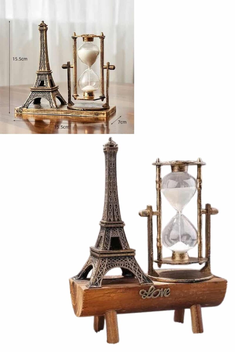 Paris Eyfel Kulesi Hediyelik Eyfel Retro Kum Saati Dekoratif Eşya - Görsel 4