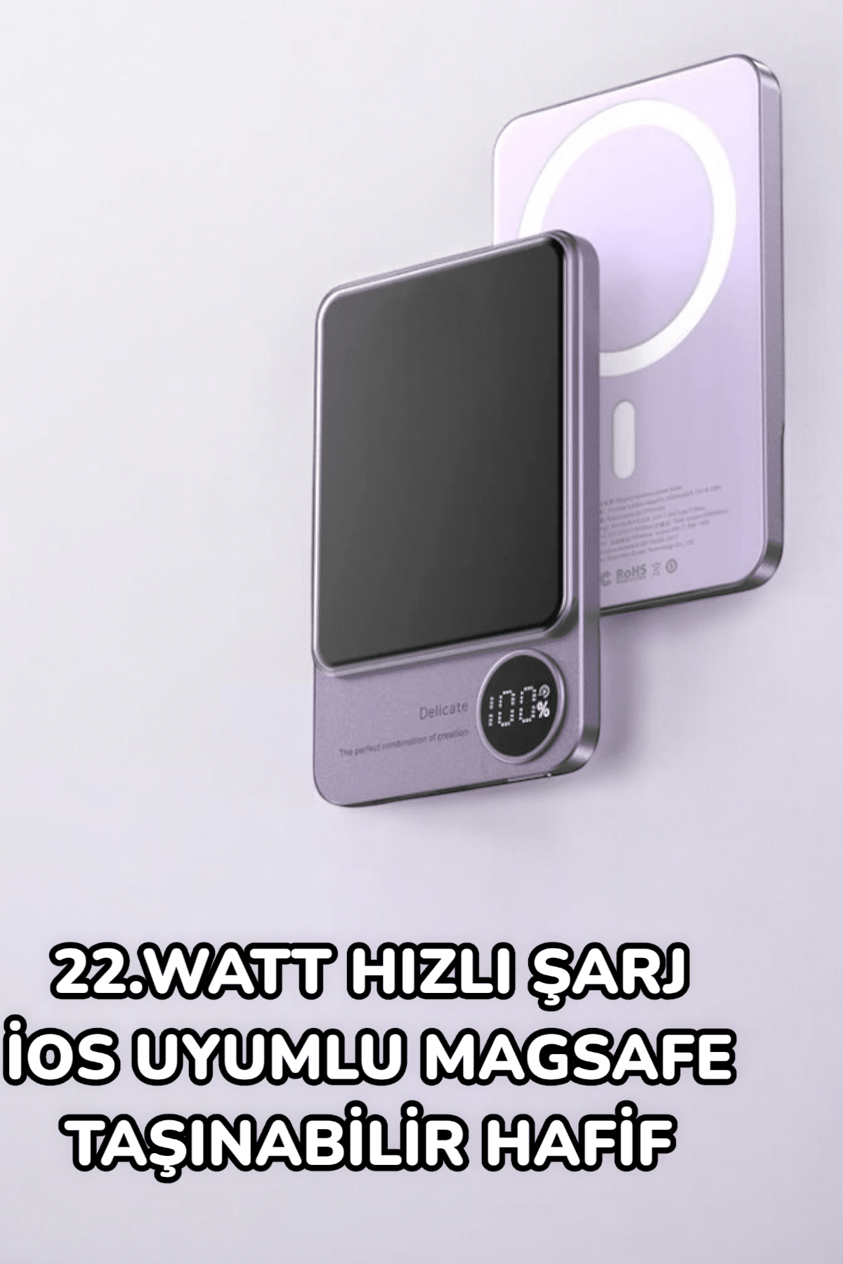 iOS Uyumlu 22.5W Hızlı Şarj Magsafe Powerbank Dijital Göstergeli 10.000 mAh - Görsel 3