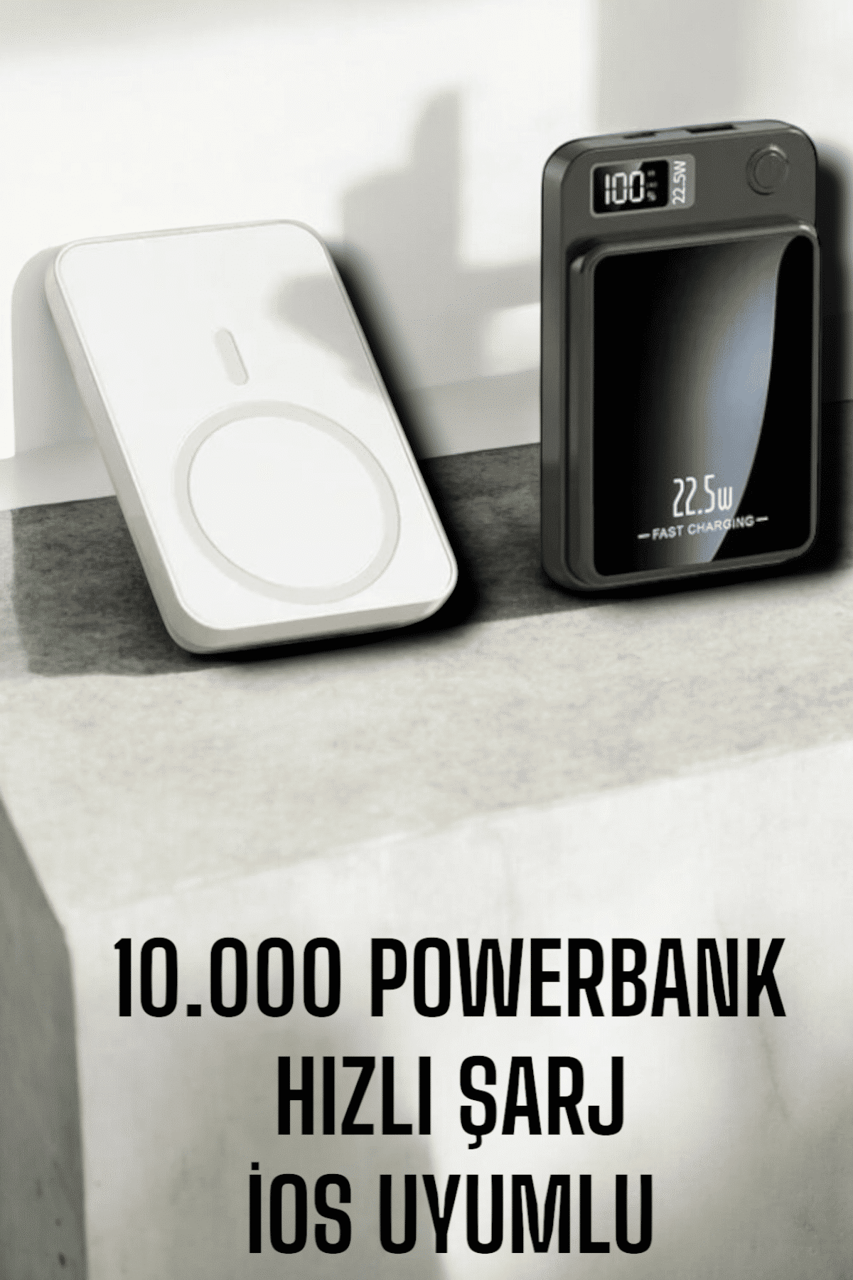 22.5W Magsafe Kablosuz Şarjlı Powerbank Dijital Ekran ve Hızlı Şarj - Görsel 3