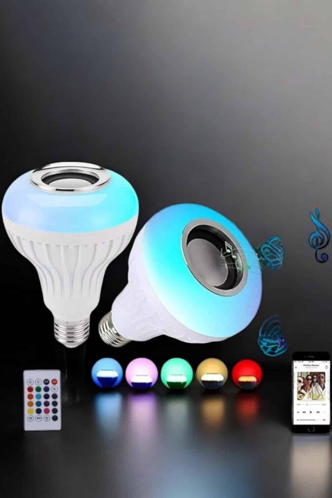 Kablosuz Bluetooth Hoparlör Led Lamba - Görsel 4