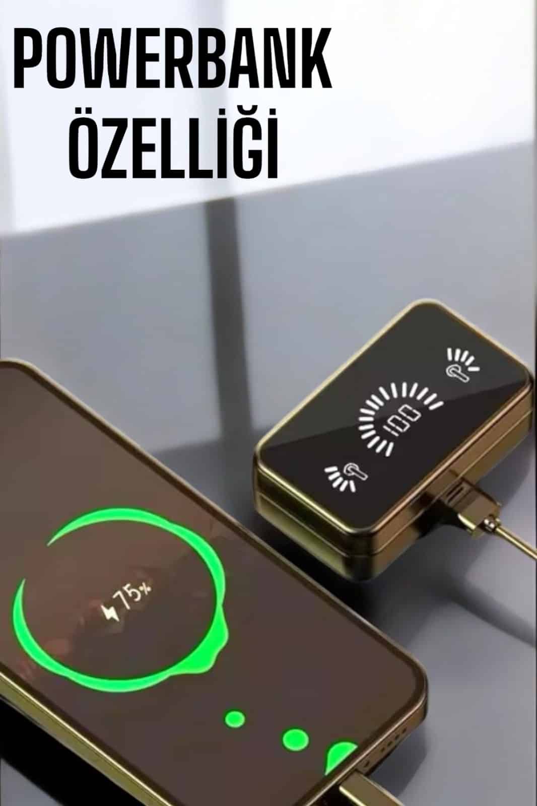 Aynalı Bluetooth Kulaklık Telefon Standlı Dijital Göstergeli - Görsel 3