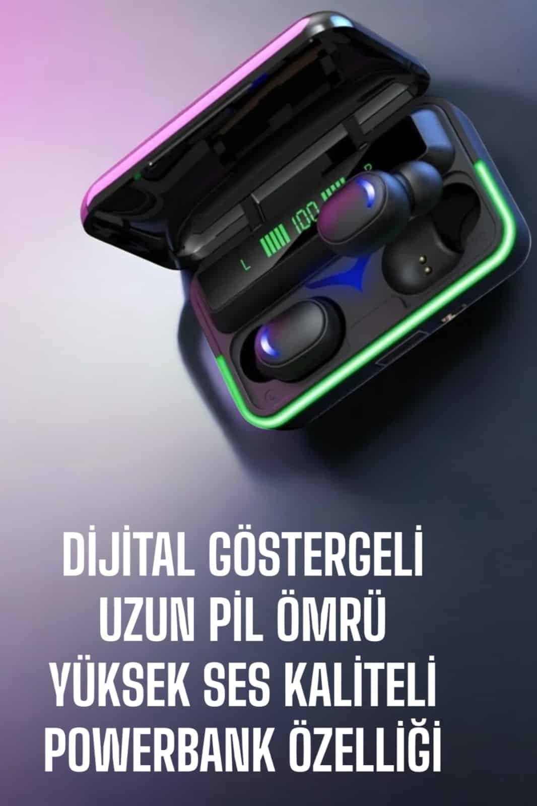 Powerbank Özellikli Kablosuz Bluetooth Kulaklık RGB Işıklı - Görsel 3