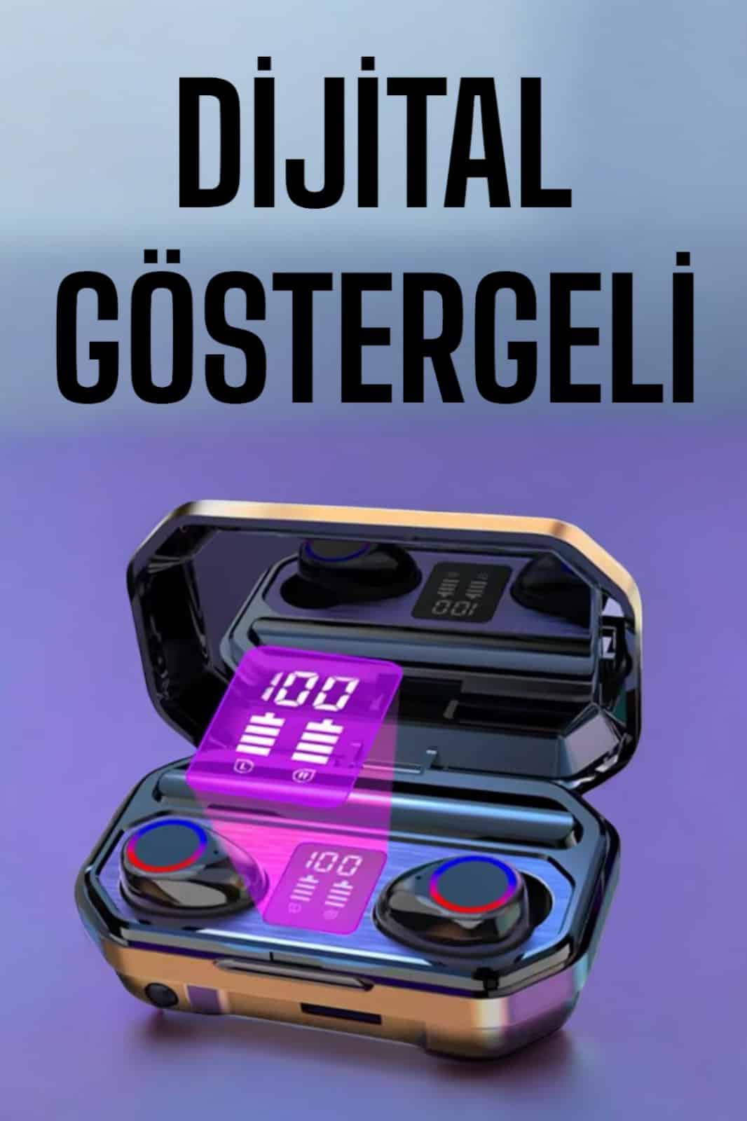 Kablosuz Bluetooth Kulaklık Dijital Göstergeli Uzun Pil Ömrü - Görsel 4