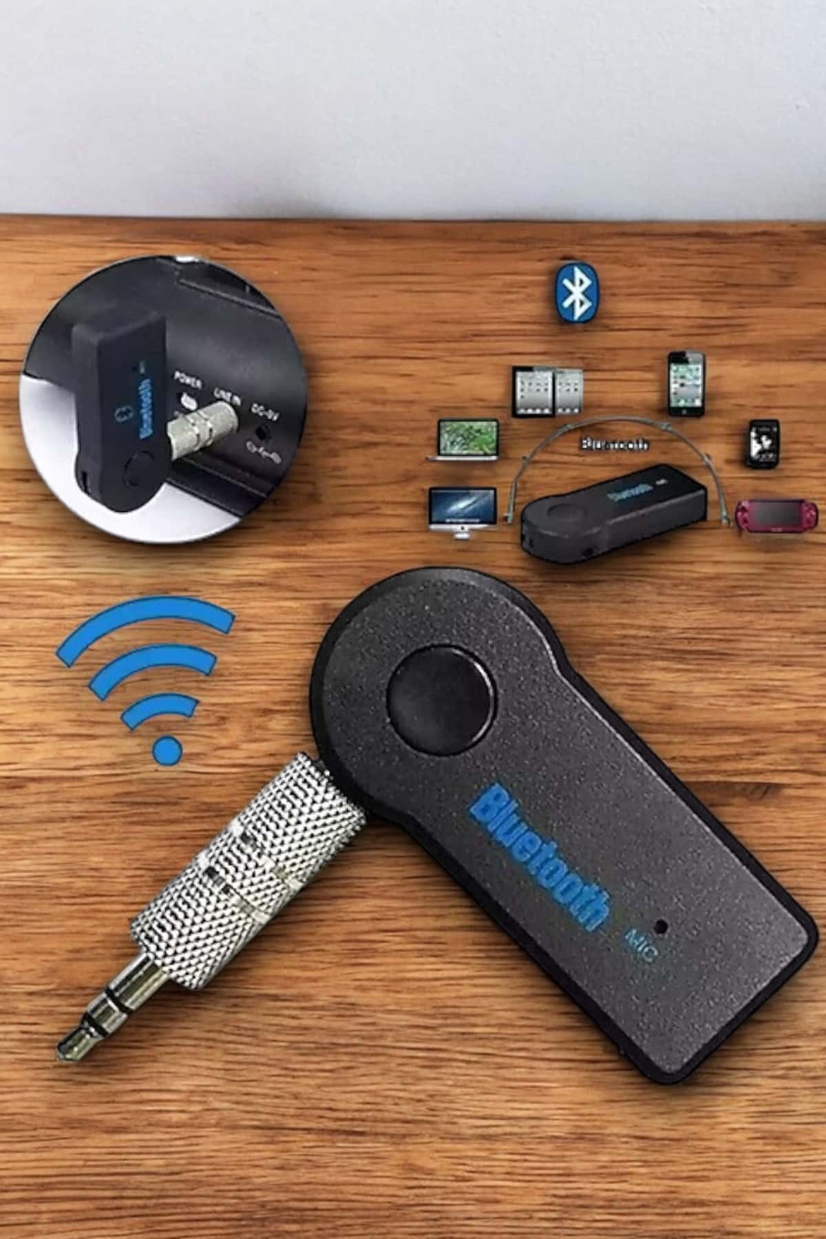 Tüm Araçlara Uyumlu Aux Car Bluetooth Kablosuz Araç Bağlantı Kiti - Görsel 2