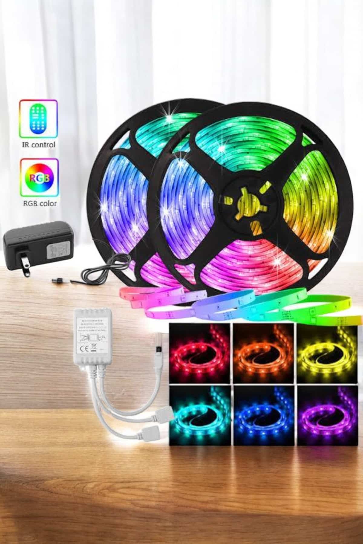 5 Metre Şerit Led RGB Işıklı Kumandalı Güç Adaptörü Her Ortama Uygun - Görsel 5