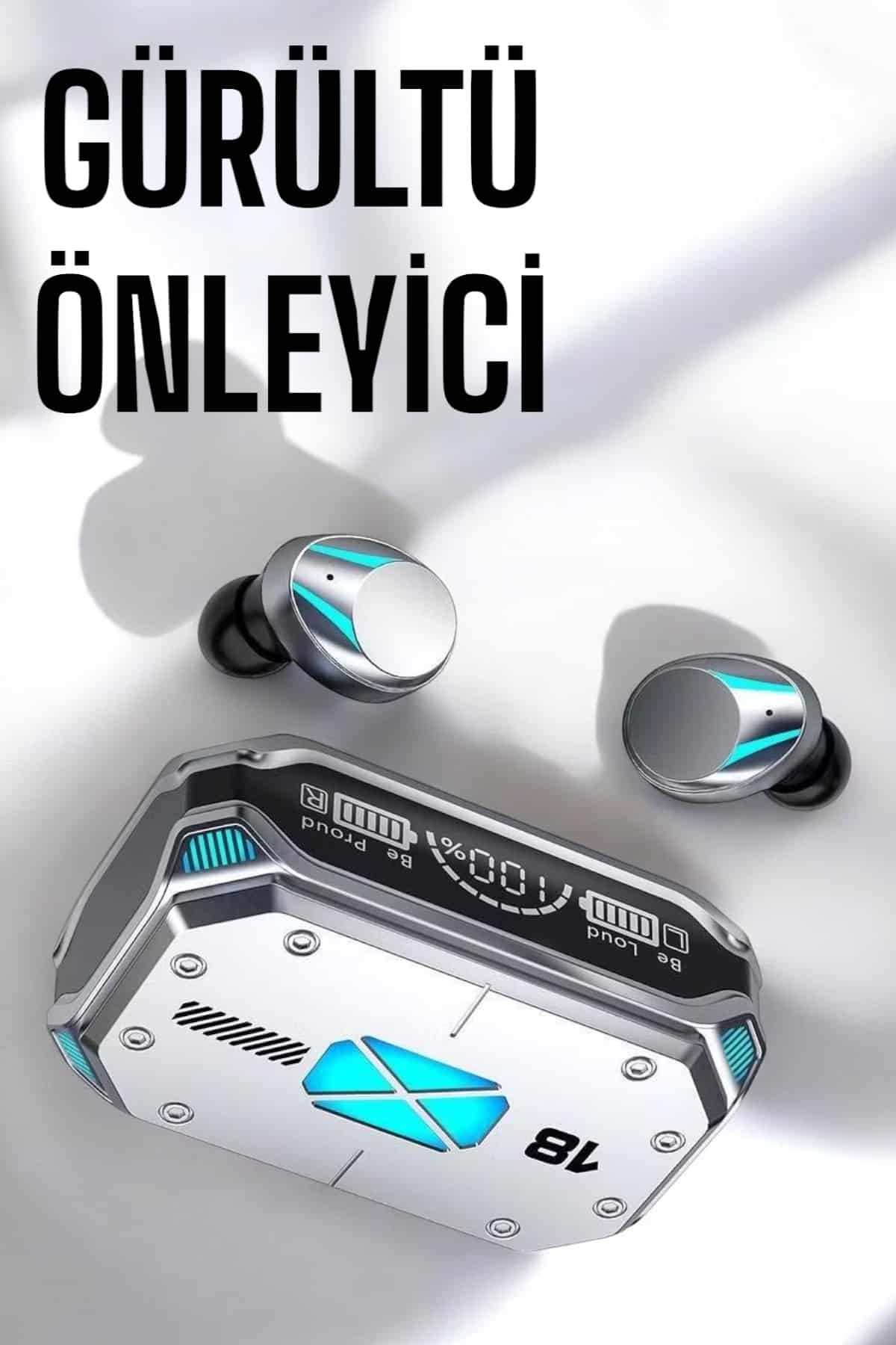 Kablosuz Powerbankli Oyuncu Kulaklığı Gürültü Önleyici - Görsel 4