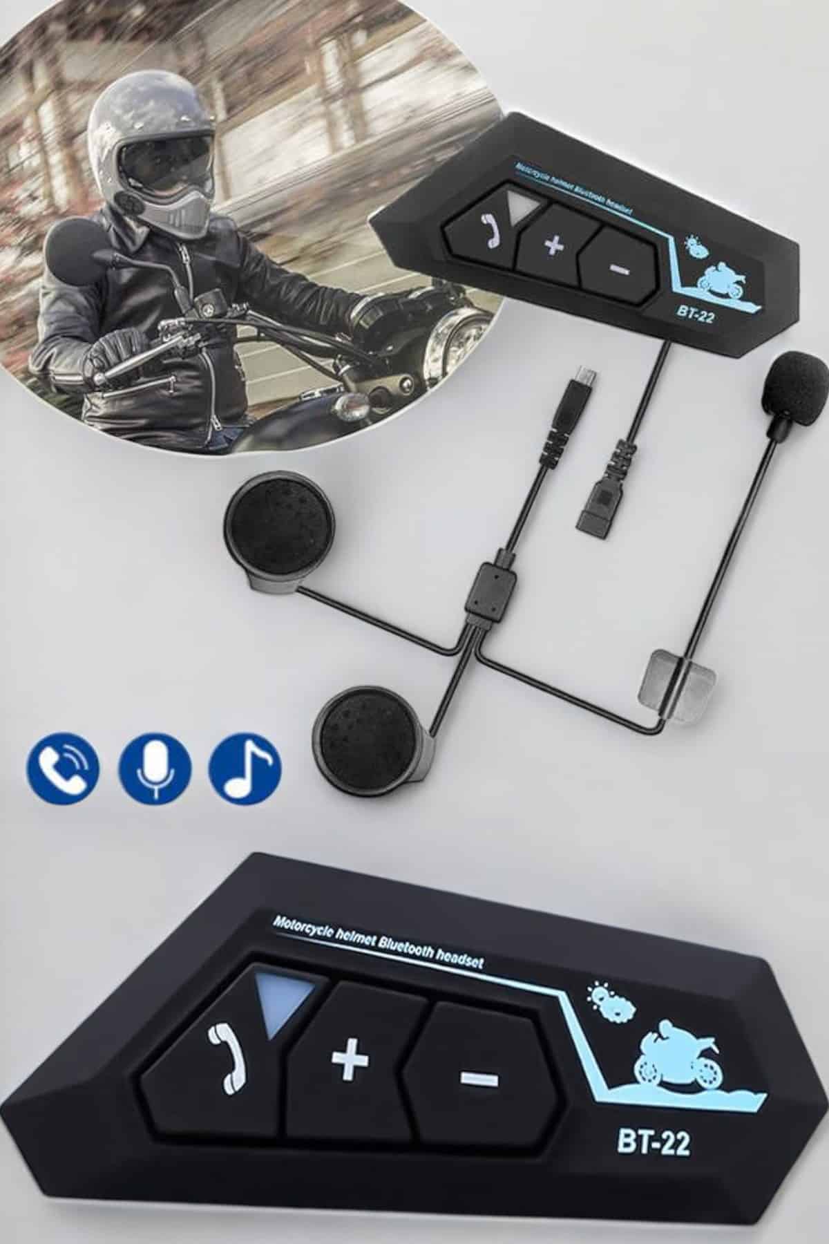 Kask Kulaklık Bluetooth Motosiklet Kulaklık Intercom Su Geçirmez - Görsel 3