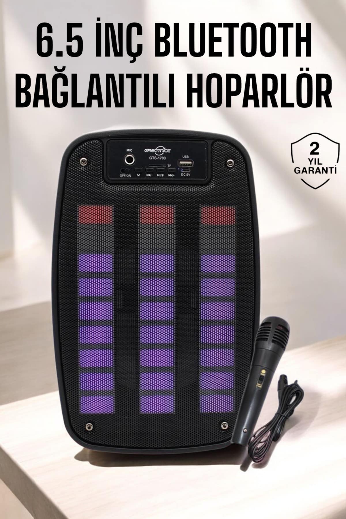 Bluetooth Hoparlör RGB Işıklı USB SD Kart Girişli Taşınabilir