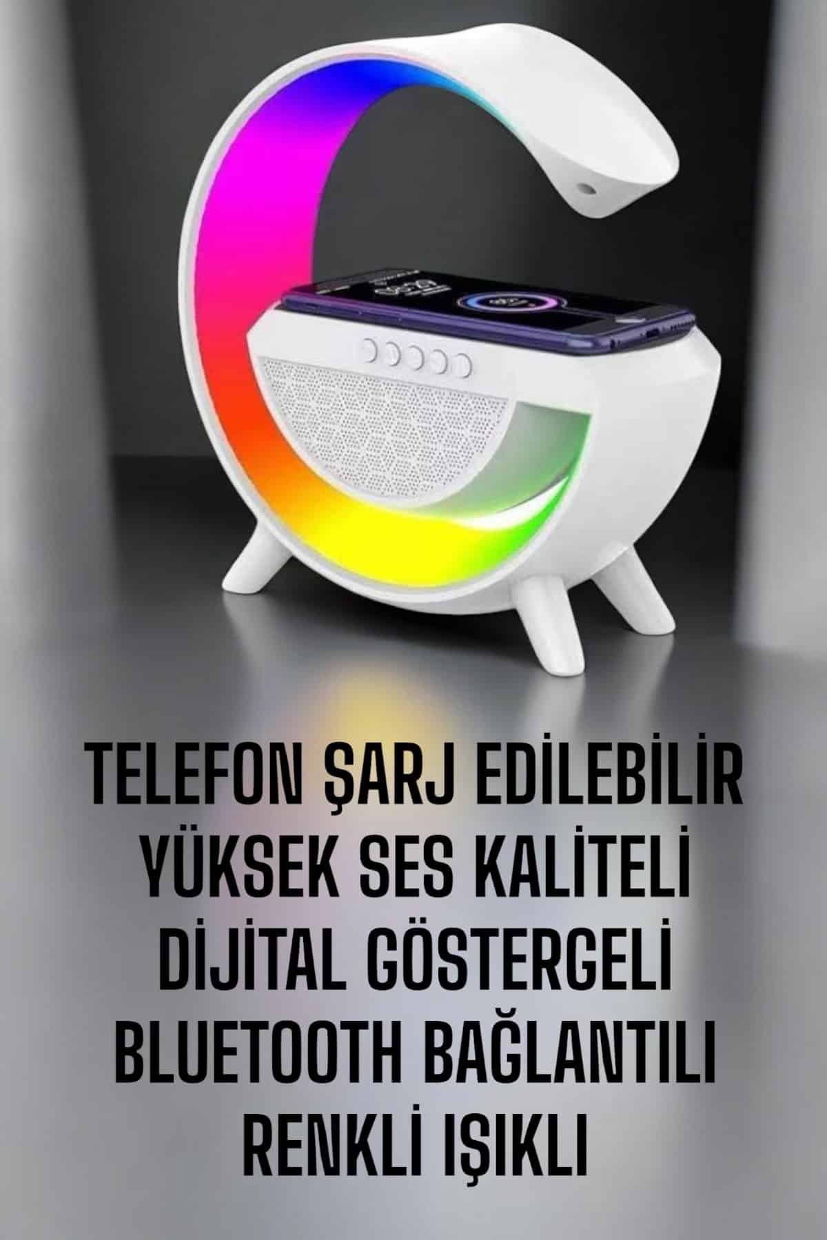 Android Uyumlu Akıllı Bluetooth Hoparlör Kablosuz Şarj Cihazı Standı - Görsel 4