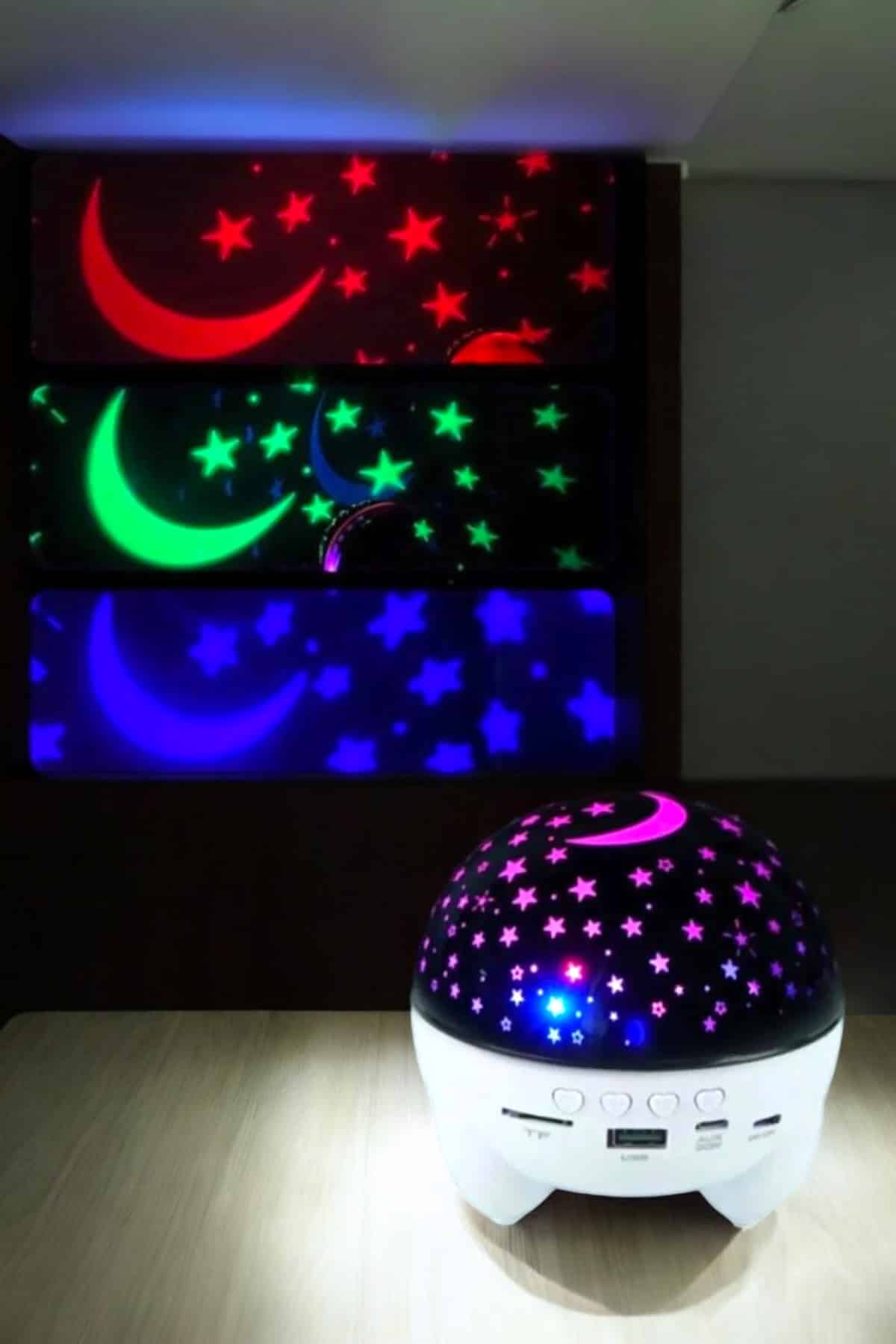 Gece Lambası Projeksiyon Görünümlü Şarjlı Yıldızlı Yuvarlak - Görsel 3