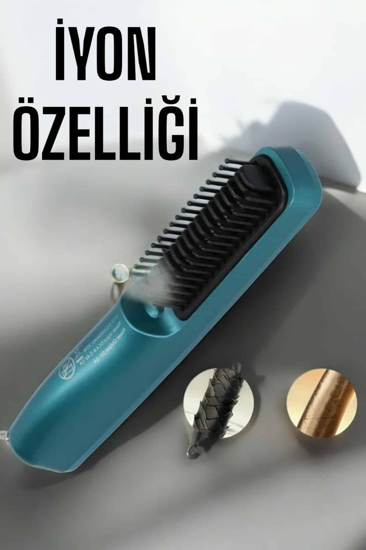 Fön Tarak Sıkı Dişli Şarjlı Taşınabilir Saç Düzleştirici - Görsel 2