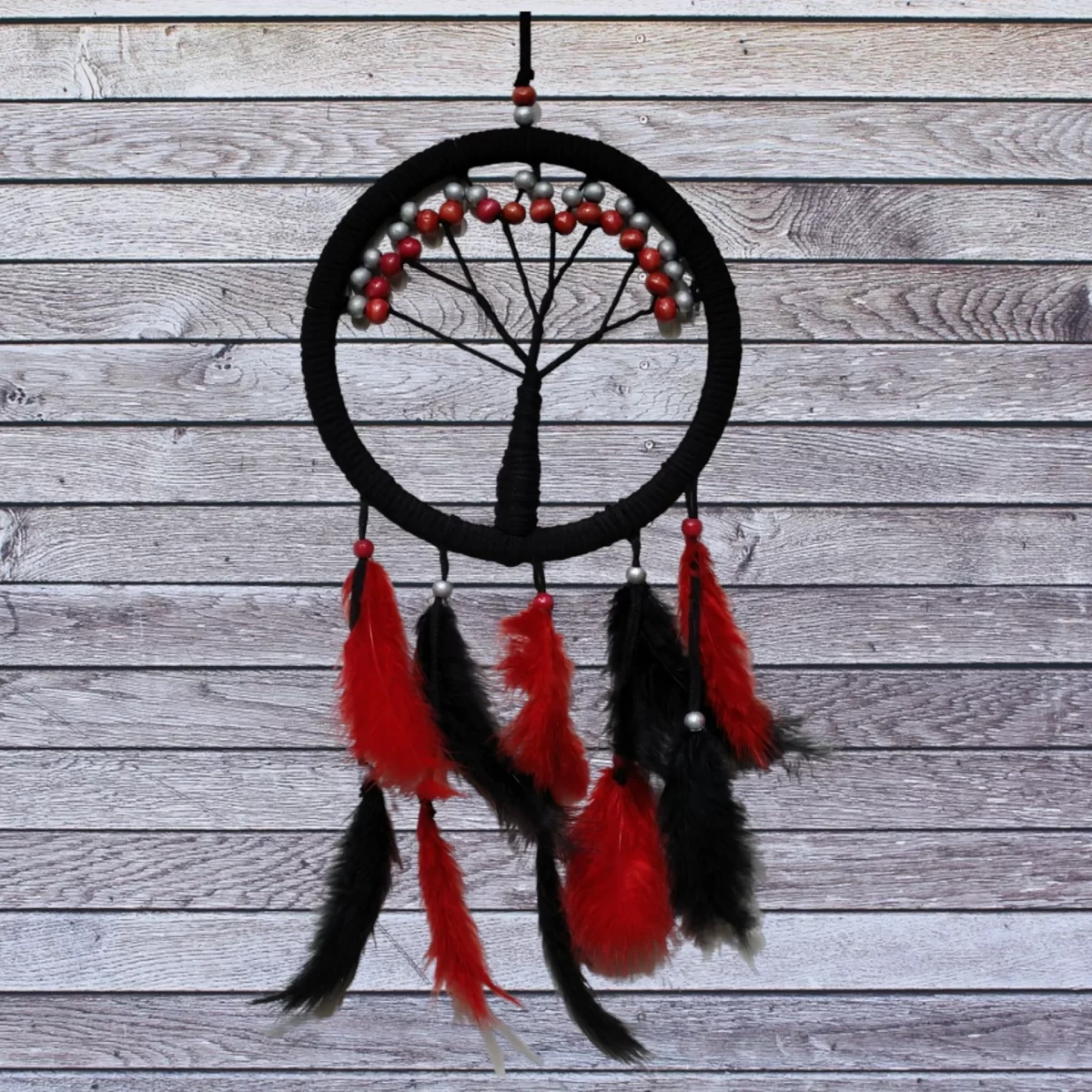 Siyah Kırmızı Hayat Ağacı Dream Catcher - Görsel 2