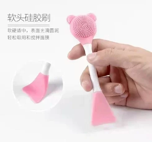 Silikon Yüz Temizleme Fırçası ve Maske Uygulama Spatulası - Görsel 2