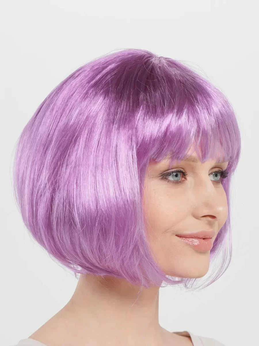Düz Kesim Küt Parti Peruğu Rose Pembe - Görsel 3