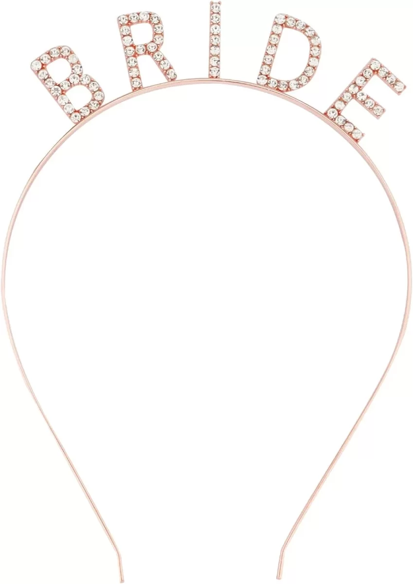 Rose Gold Bekarlığa Veda Kristal Taş Bride Tacı - Görsel 2