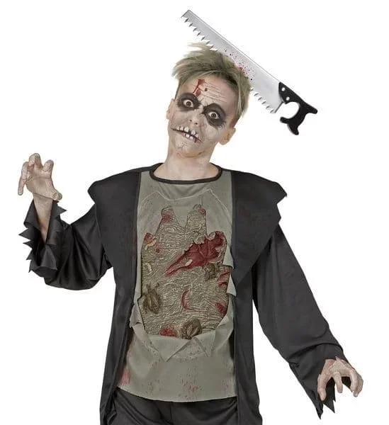 Kafaya Saplanmış Halloween Kanlı Testere Şaka Tacı - Görsel 4