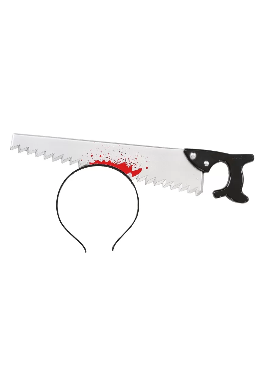 Kafaya Saplanmış Halloween Kanlı Testere Şaka Tacı - Görsel 5