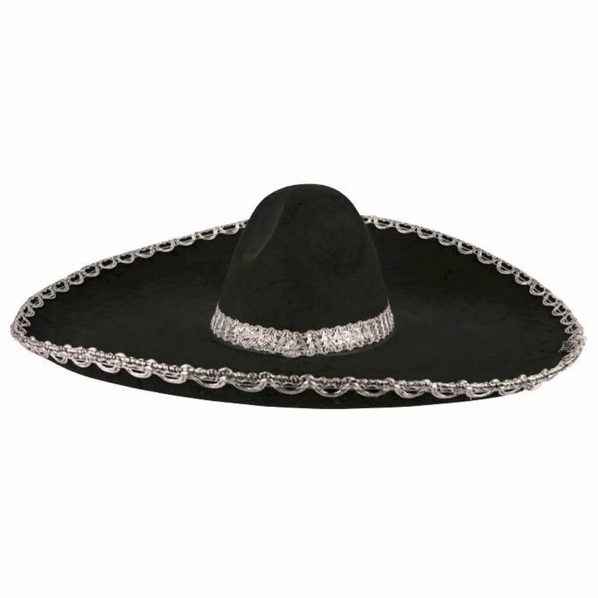 Sombrero Meksika Şapkası Gümüş Şeritli Yetişkin Boy - Görsel 2