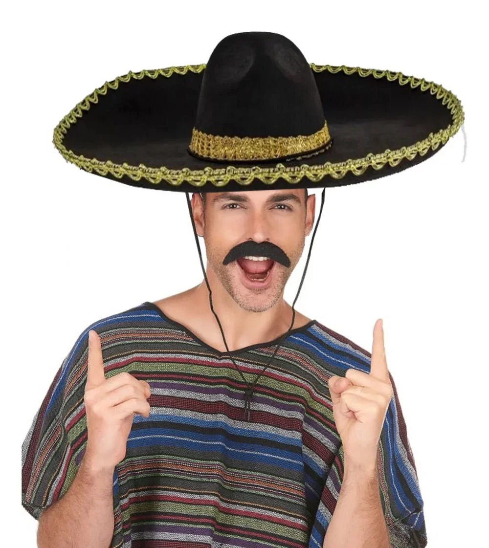 Sombrero Meksika Şapkası Altın Şeritli Yetişkin Boy - Görsel 4