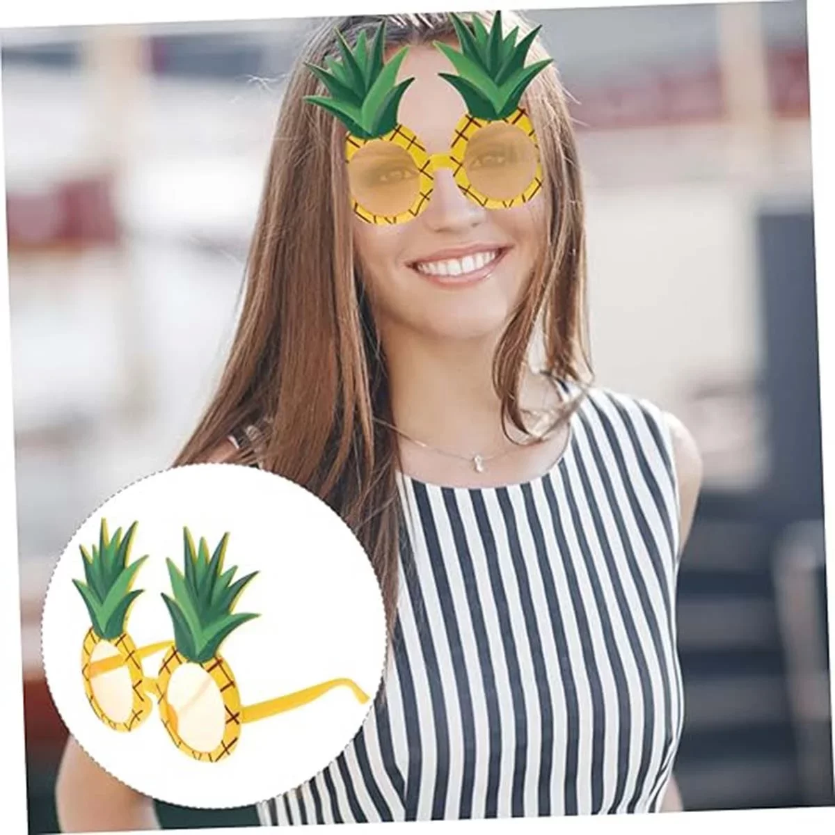 Tropikal Hawaii Ananas Şekilli Parti Gözlüğü - Görsel 3