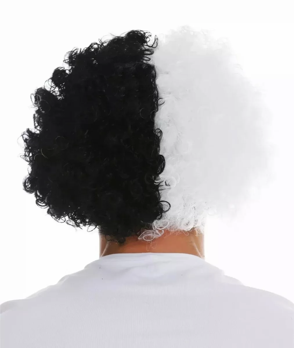 Siyah Beyaz Kıvırcık Afro Bonus Taraftar Peruğu - Görsel 2