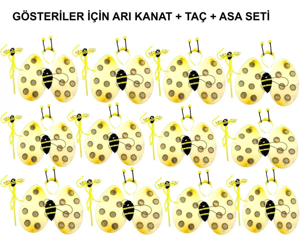 Okul Gösterileri için Arı Seti 12 Adet - Taç, Kanat, Asa - Görsel 2