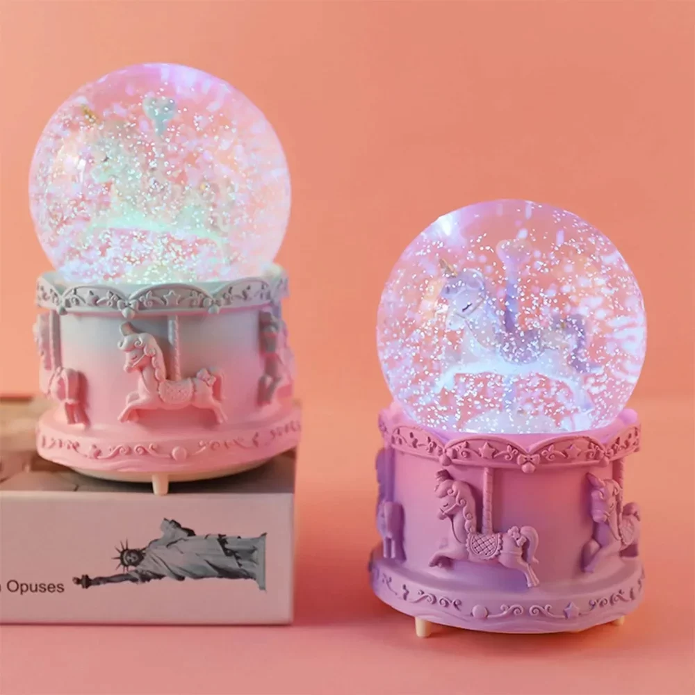 Orta Boy Müzikli Unicorn Kar Küresi - Görsel 2