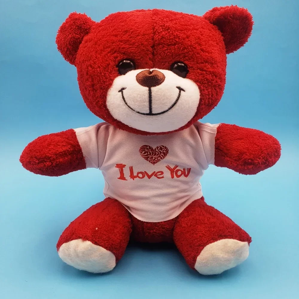 Kırmızı I Love You Tişörtlü Peluş Ayıcık - Görsel 2