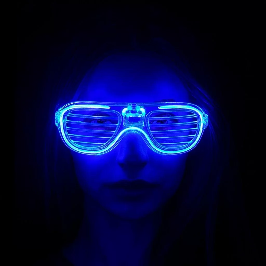 Mavi Led Işıklı Parti Gözlüğü - Neon 3 Modlu - Görsel 2