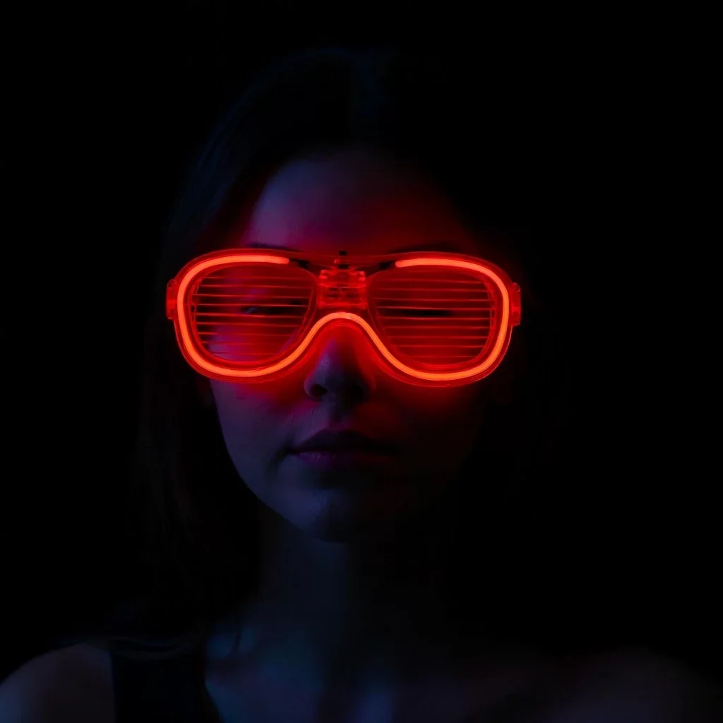 Kırmızı Led Işıklı Parti Gözlüğü - Neon 3 Modlu - Görsel 2