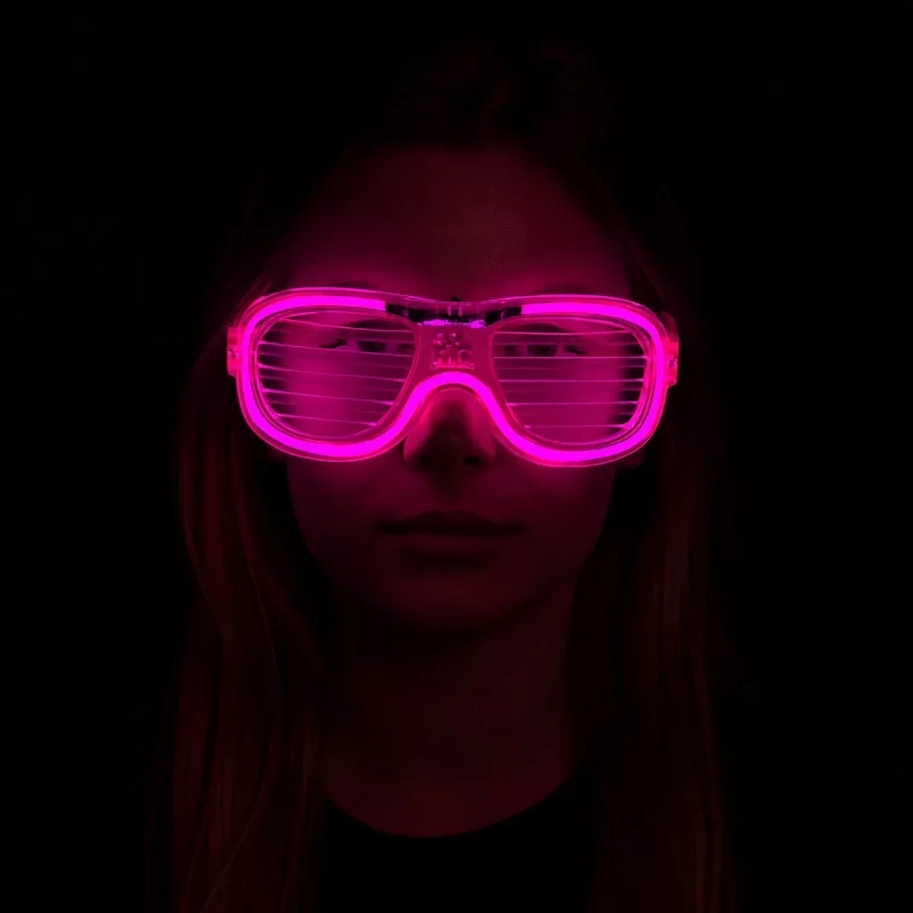 Pembe Led Işıklı Parti Gözlüğü - Neon 3 Modlu - Görsel 2