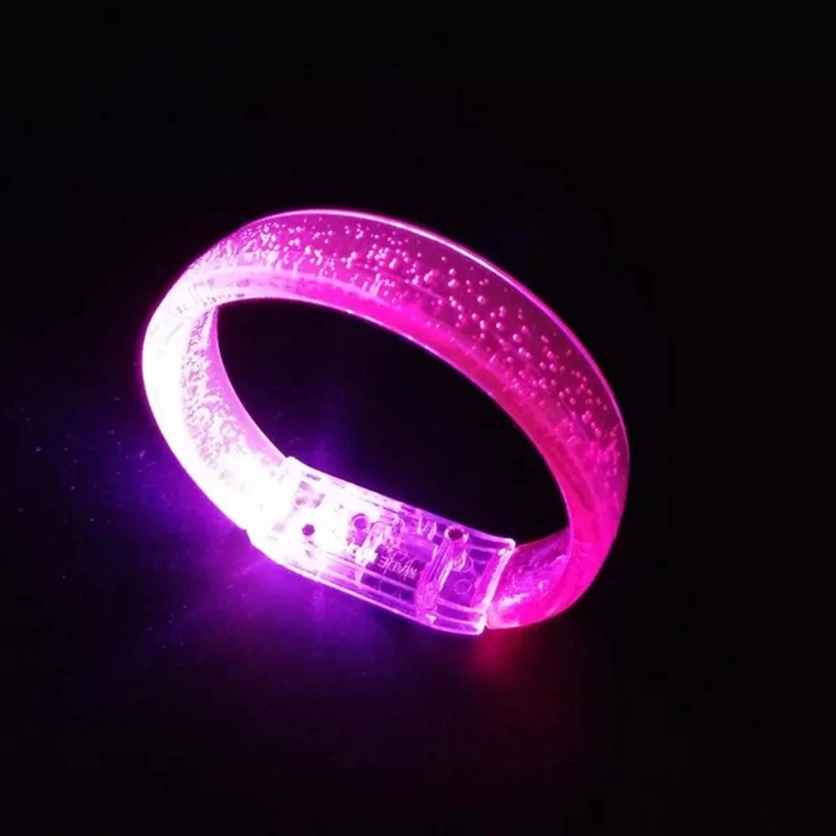 Pembe Led Işıklı Baskı Yapılabilen Pilli Bileklik Bilezik - Görsel 4