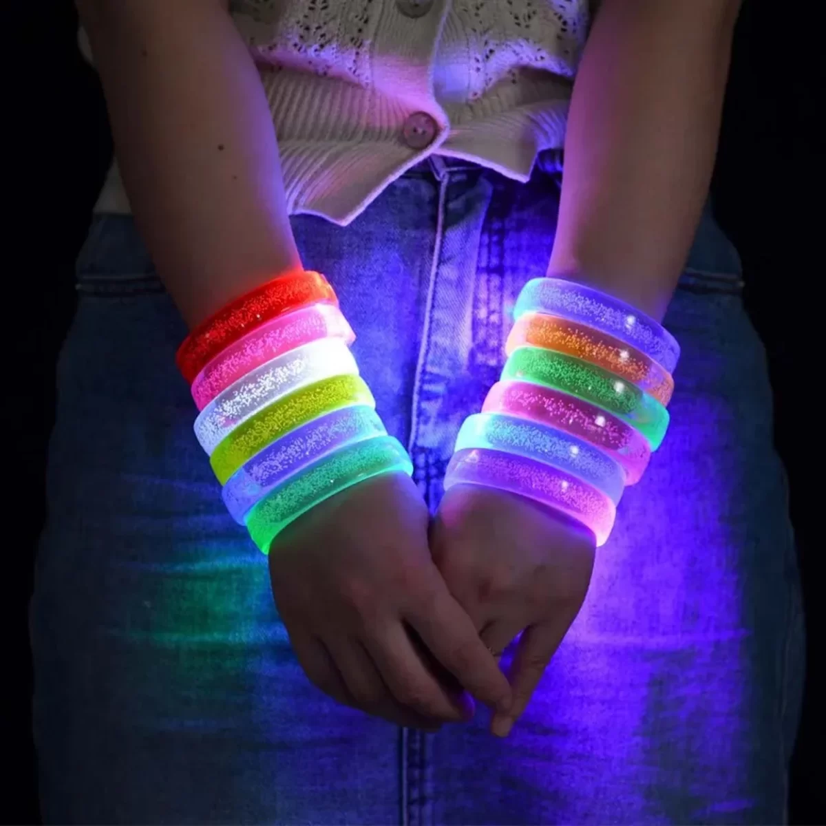 Sarı Led Işıklı Baskı Yapılabilen Pilli Bileklik Bilezik - Görsel 5