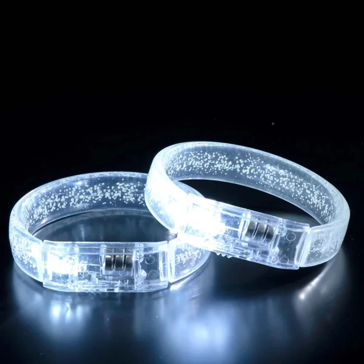 Beyaz-Gümüş Led Işıklı Baskı Yapılabilen Pilli Bileklik Bilezik - Görsel 5