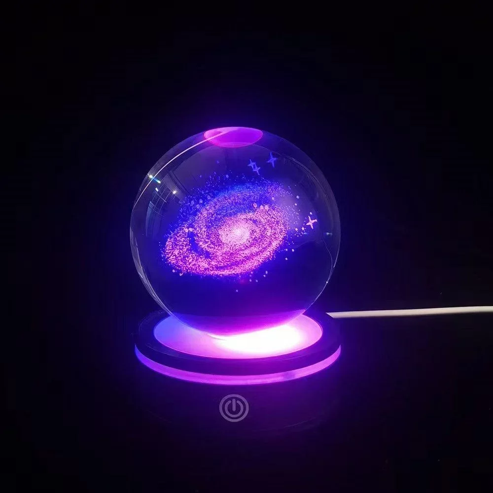 USB'li Samanyolu Tasarımlı Dönen Cam Küre - Görsel 2