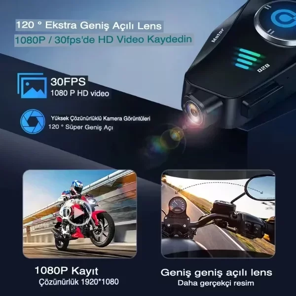 Q28 Kameralı Motosiklet Kask Kulaklığı - Görsel 3