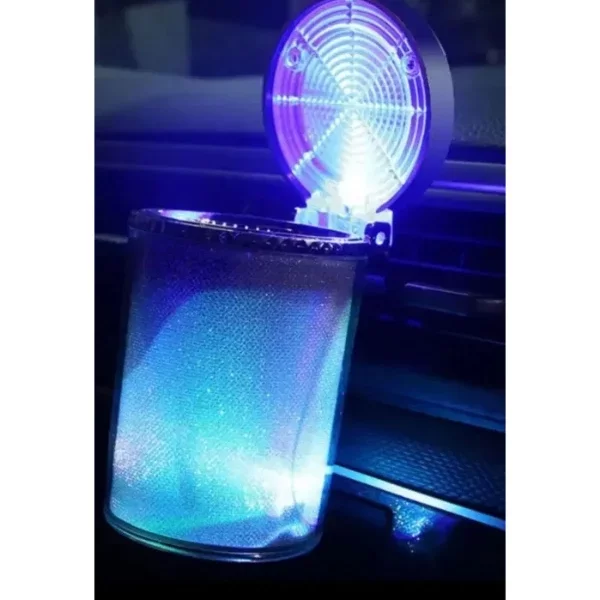 Araç İçi Oto Kokusuz Küllük RGB Işıklı Kapaklı - Görsel 3